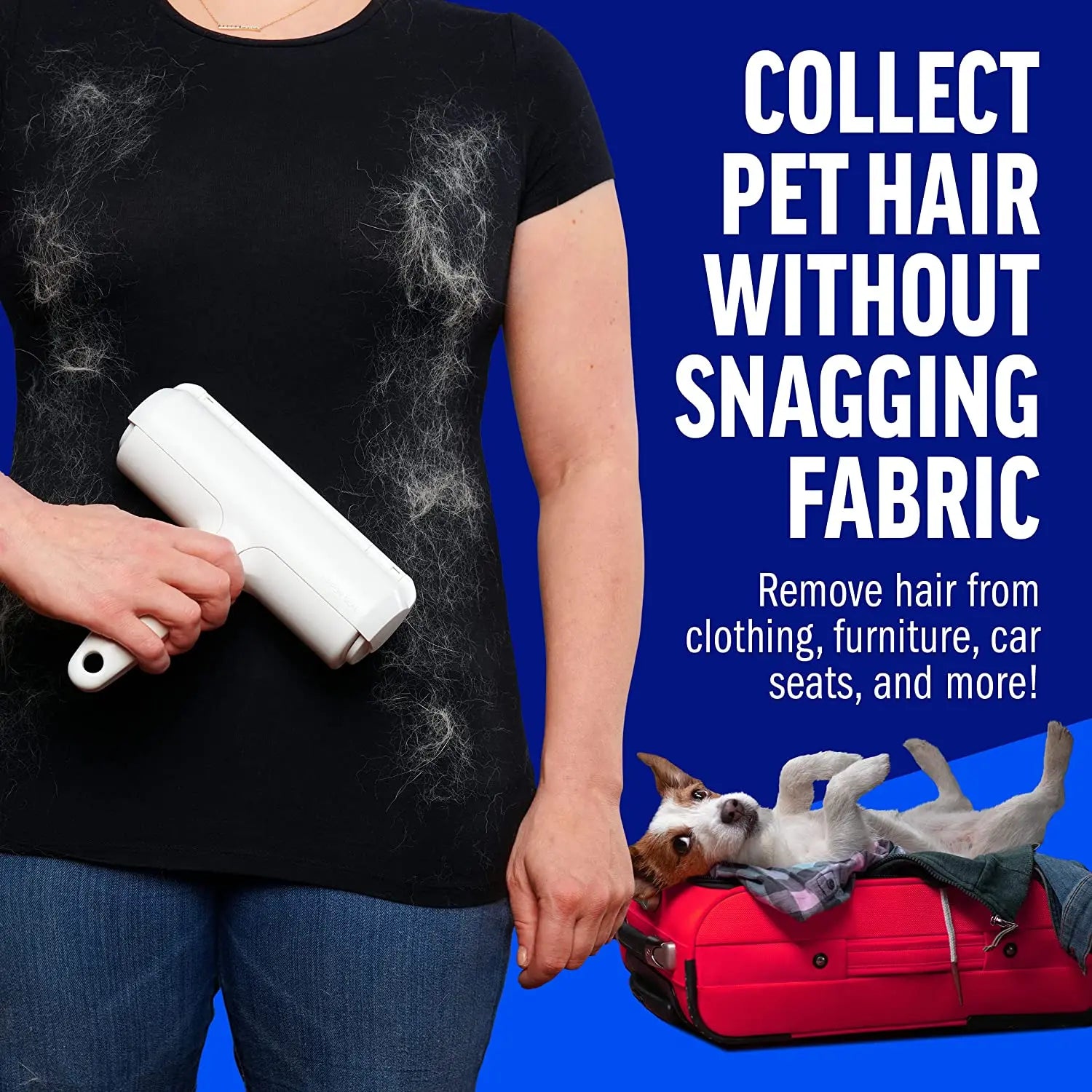 Reusable Pet Hair Remover Roller with Self-Cleaning Base